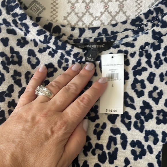 Navy gray leopard print cropped short sleeve t shirt - Picture 6 of 8